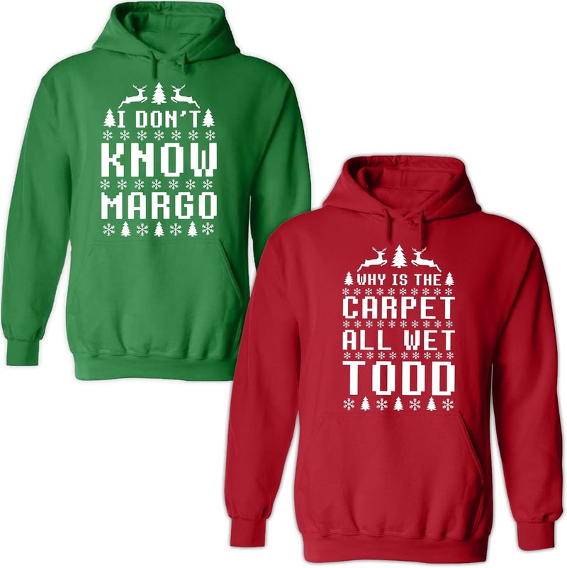 Handmade Matching Why Is The Carpet All Wet Todd and I Don't Know Margo T-Shirts SET, Christmas Clothes, Christmas Merry Shirt For Men or Women, Xmas Couple Sweatshirt Hoodie - Image 3